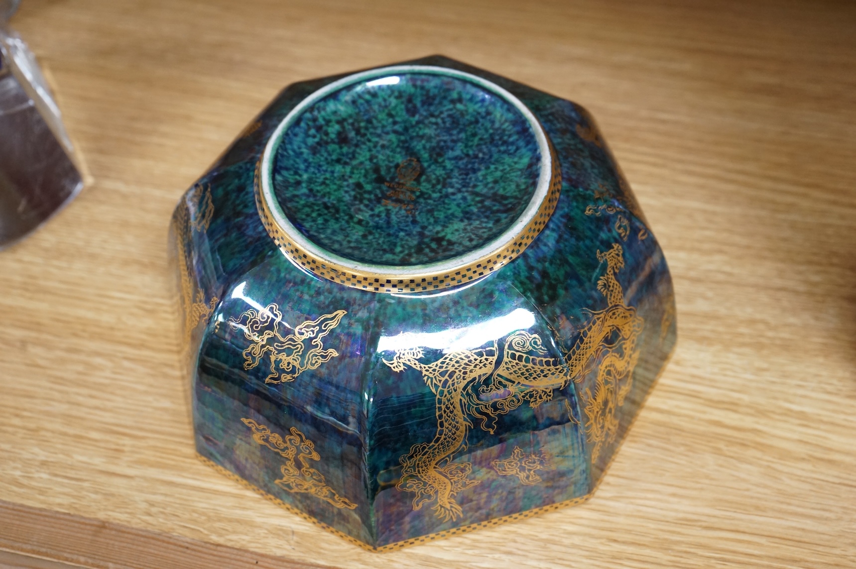 A Wedgwood octagonal lustreware ‘dragon’ bowl, designed by Daisy Makeig Jones, pattern number Z4831, 20cm wide